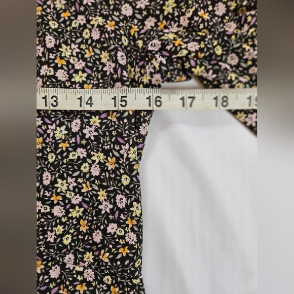 Lauren Conrad Womens Black Floral Short Sleeve V-Neck A Line Dress Size Small - Picture 8 of 11